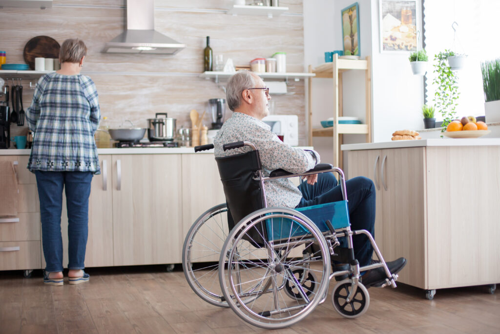 Disabled man sitting in wheelchair