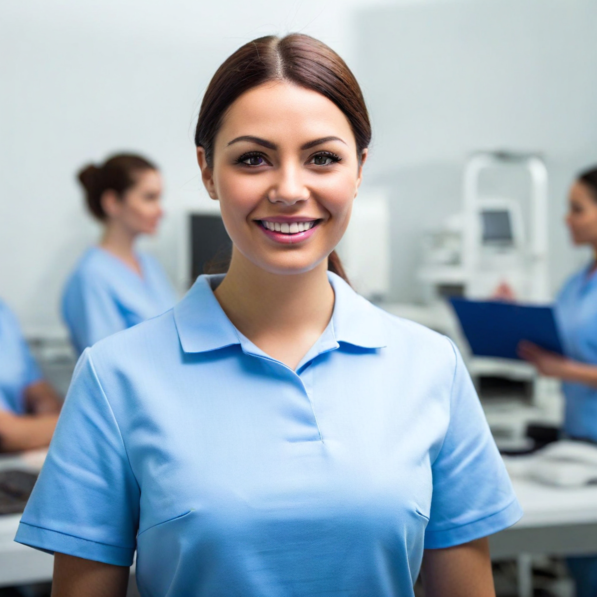 lady physio smiling back